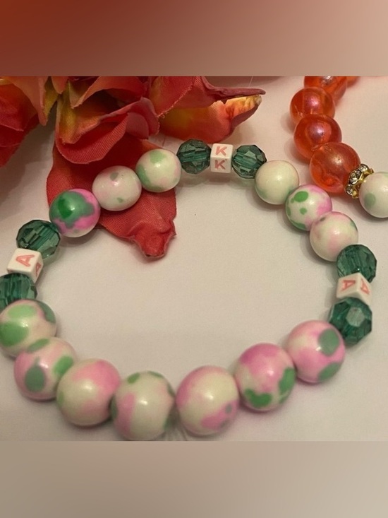Alpha Kappa Alpha Jewelry - Alpha Kappa Alpha Sorority Novelty Bracelet in Pink & Green AKA.